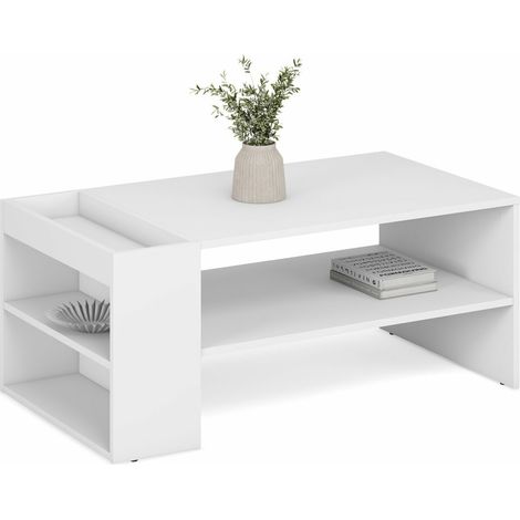 Mesa de centro Houston 1946, Blanco, 42x55x100cm, Diámetro: 0, Aglomerado laminado, Angular