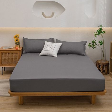 Sábana bajera ajustable, 160 x 200 x 30 cm, de algodón puro superfino, apta para colchones de hasta 30 cm de grosor, color verde claro (1/5)