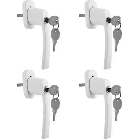 Randaco Maniglia per finestra con serratura Pomolo per balcone Maniglia per porta finestra 35 mm Alu bianco 4X (1/5)