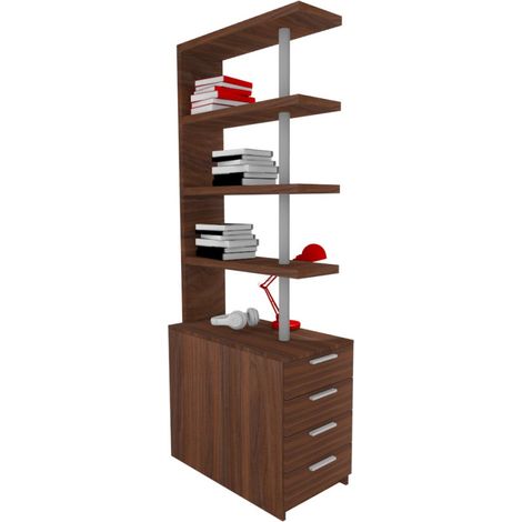 Comodino libreria salvaspazio con design moderno - Narciso - Noce Caracalla (1/5)
