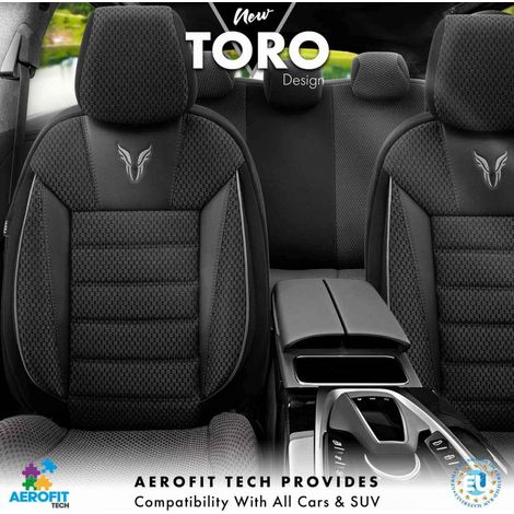 Ensemble de housses de siège auto Oto Toro 902 noir/fumé – Compatible avec airbags – Tissu durable et facile à nettoyer – Housse complète pour banquette arrière – Awelco