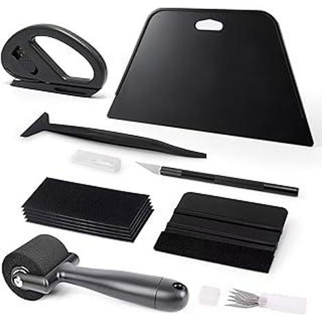 Kit de pose de papier peint EHDIS 8 pièces, comprenant rouleau en mousse, raclette en feutre, outil de coupe, kit de pose, outil de lissage, pour la pose de papier peint, film pour vitres et vinyle.