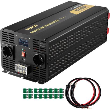 Inverseur de puissance 6000W DC 12V à AC 230V pour voiture,camping-car,camion et bateau avec écran LCD et indicateurs LED (1/5)