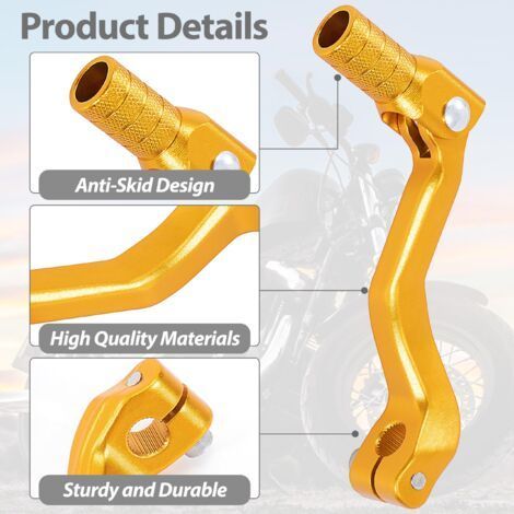 BUNTHAUS Motorcycle Gear Shift Lever Folding Aluminum Gear Shift Lever for Motocross ATV Pit Bike Motocross 4 Stroke 50cc 70cc 90cc 119x52mm Gold Color (1/4)