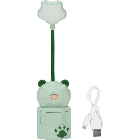 Lampada da scrivania a LED con motivo a cartoni animati di Jefferson Garden, protezione per gli occhi, luce notturna da lettura, caricatore USB, lampada da tavolo per camera da letto, dormitorio, verd (1/4)