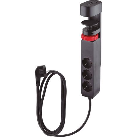 Base múltiple sobremesa 3T + 2 USB A + 1 USB Tipo C + Int (3x1.5mm) 1,4M Negro (1/5)