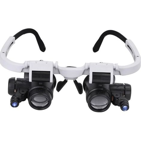 Loupe réglable Tête de Tête de Tête Loupe avec Lumière LED 8 X 15 X 23 X Lunettes Jumelles Loupe Mains Libres Loupe pour Lire, Loupe, Montre et Réparation Électronique