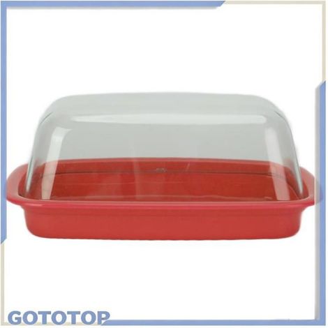 Porte‑beurre Boîte De Rangement Courbée Pour Beurre Avec Couvercle - Pratique Pour Réfrigérat culinaires repas Courbé rouge (1/4)