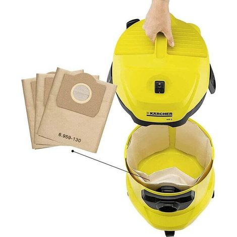 Paquete de 5 bolsas para aspiradora Karcher 6.959 130.0, bolsas de papel de filtro para aspiradora Karcher WD3200 WD3300 WD3500 (1/4)