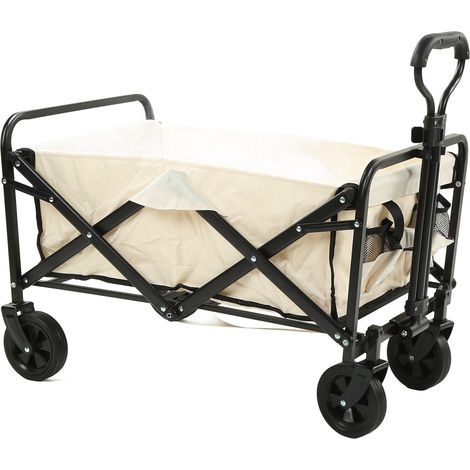 Chariot de camping pliant 4 roues, toile Oxford portable, chariot de pique-nique extérieur pour pêche, jaune (1/5)