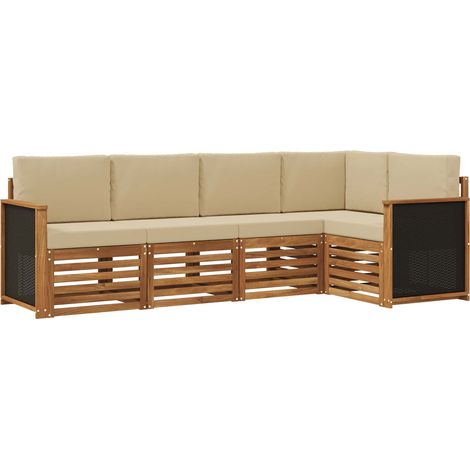 Sectional Sofa Set with Cushion 4 pcs Natural vidaXL