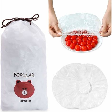 100 pièces Sacs de Conservation Frais, Réutilisables Couvercles De Couvertures Alimentaires, Sacs de nourriture étanches, Couvertures élastiques De Stockage pour les légumes Ou Fruits Arcenciél (1/5)