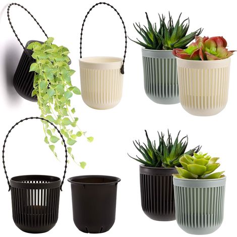 Vasi da fiori sospesi in plastica con manico, confezione da 12 pezzi.