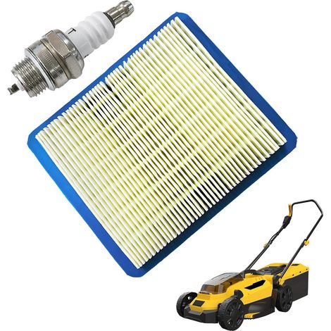 Filtre à air et Bougie d'allumage pour tondeuses à Gazon Briggs & Stratton Quantum 625 650 675 - Remplace 491588 399959 491588S Wolf 2058411, Champion RJ19LM / NGK B2LM (1/5)