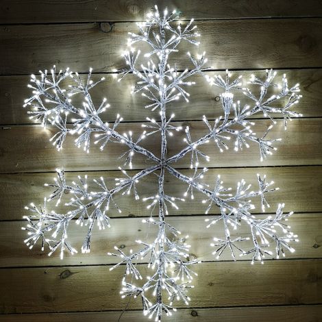 Premier Silver Starburst Snowflake with 660 White LEDs Christmas Light - 90cm (1/5)