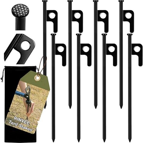 Tent Stake - Forged Steel - 20 cm - Outdoor Camping Garden Decoration - 8 Pieces (1/3)