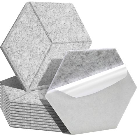 Randaco Akustikplatten 12 stuks Hexagonal Hellgrau selbstklebend Schallschutzplatten Hohe Dichte Wandpaneel