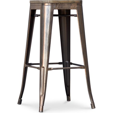 Barhocker - Industriedesign - Holz & Stahl - 76 cm - New Edition- Stylix Metallic bronze