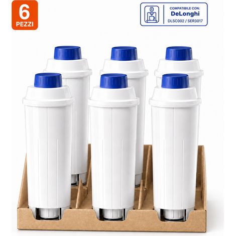 Mutital 6 Filtri Acqua per Macchine da Caffè, Compatibili con De’Longhi DLSC002 / SER3017, ECAM, ESAM, ETAM, Magnifica, Dinamica, Autentica – Cartucce Filtranti di Ricambio (1/5)