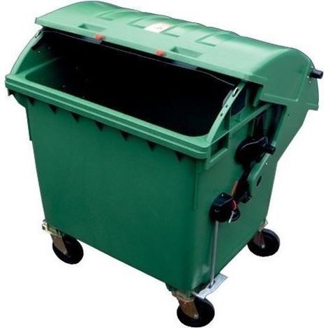 Contenedor basurero plástico 1,1m3 tapa redondeado verde (1/2)