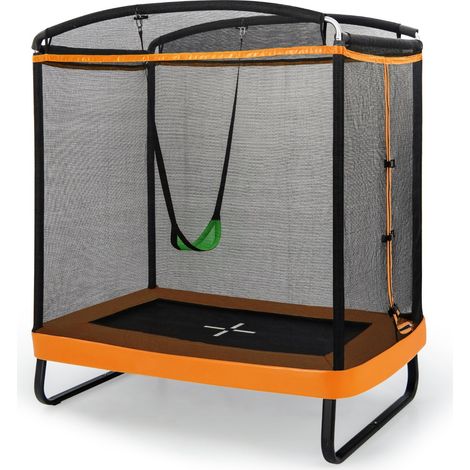 Trampolino rettangolare per bambini con altalena rete di sicurezza, Trampolino elastico da esterno da 190cm Arancione (1/3)