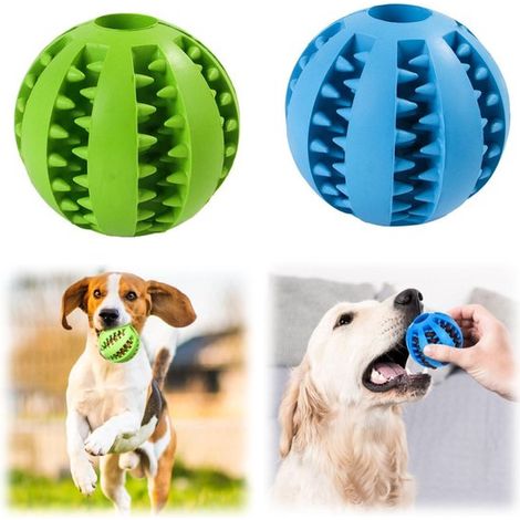 pelotas de juego, Dispensador de comida, Pelota masticable para cachorros, Jugable y masticable, medianos y grandes (7 x 7 cm, Verde, Azul) (1/5)