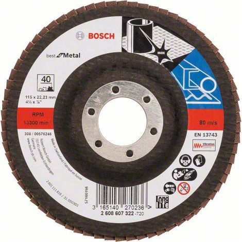 Bosch Fächerschleifscheibe X571 Best for Metal gerade 115 mm 40 Glasgewebe 10 Stk (1/5)