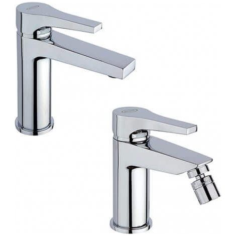 Set miscelatori lavabo + bidet Jacuzzi rubinetteria Moonlight ottone cromato per piletta clic clack (1/5)