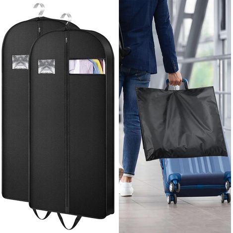 Housse À Vêtements Noire Avec Fermeture Éclair Anti-Poussière Avec Fenêtre Transparente, Housse De Voyage Pour Vêtements, Housse À Vêtements Pliable, Pour Vestes, Costumes, Robes De Soirée (152x60cmx (1/5)