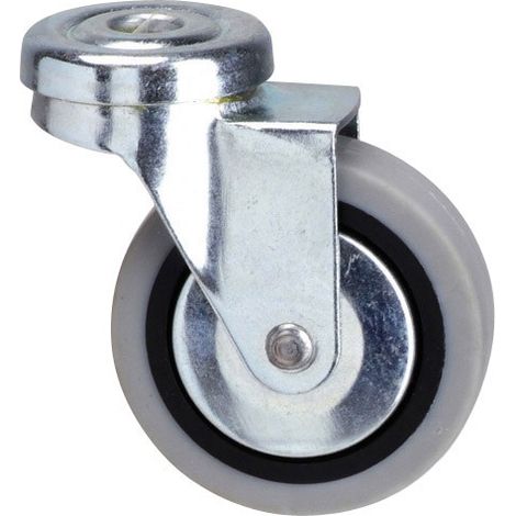 60 mm Durchgangsrad aus grauem Gummi.