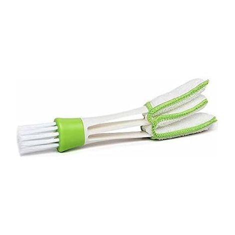 1 Brosse double embout, Plastique, Nettoyage grilles aération climatisation voiture, Dépoussiérage accessoires plastique (1/5)