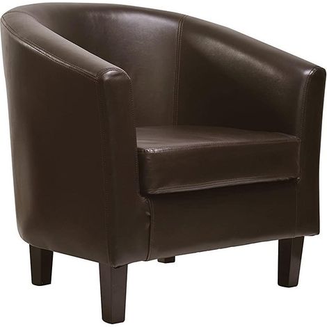 Faux Leather Tub Chair Armchair club Chair Dining Living Room & Cafe BROWN (1/4)