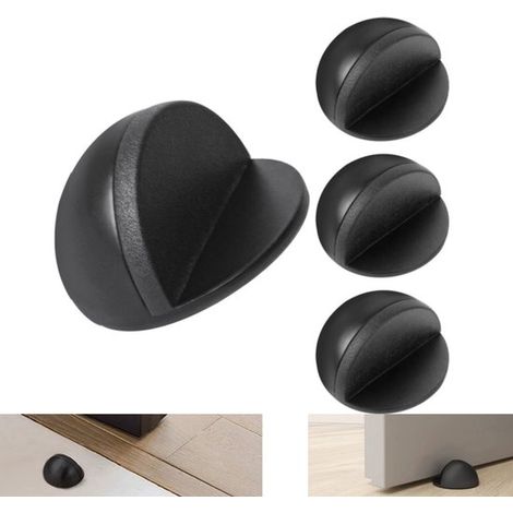 4 topes de puerta para suelo - Topes de puerta - Acero inoxidable - Silenciador - No requiere perforación (45 x 5 x 26 mm) (1/5)