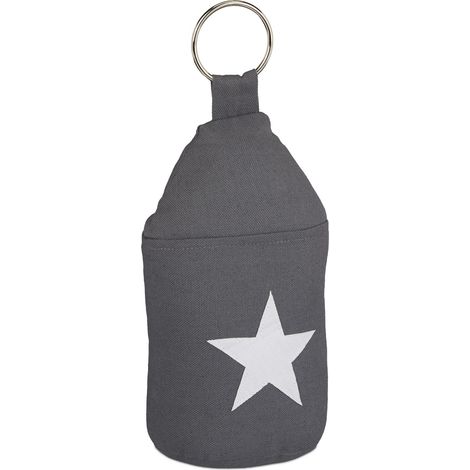 Fermaporta in tessuto moderno 31 x 11 cm pratico motivo a stella per soggiorno camera da letto decorativo in cotone grigio 130006691