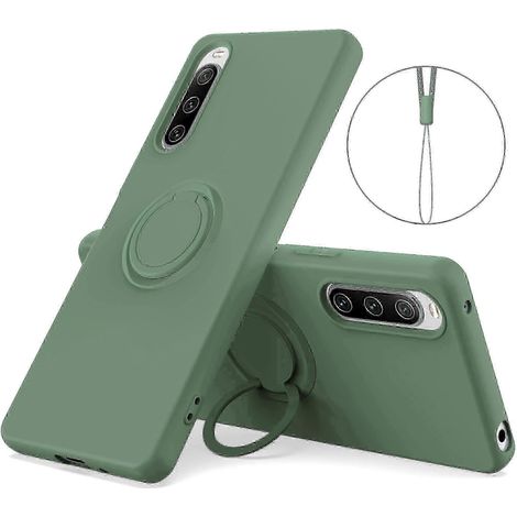 Xperia 10 V Hülle mit Ring und Trageschlaufe – Verstärkter Schutz aus Flüssigsilikon, stoßfeste Hülle mit drehbarem Ständer (1/5)