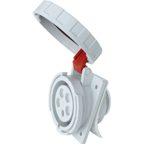 Presa di corrente angolata 32A 5P 400V IP67 industriale rossa (1/5)