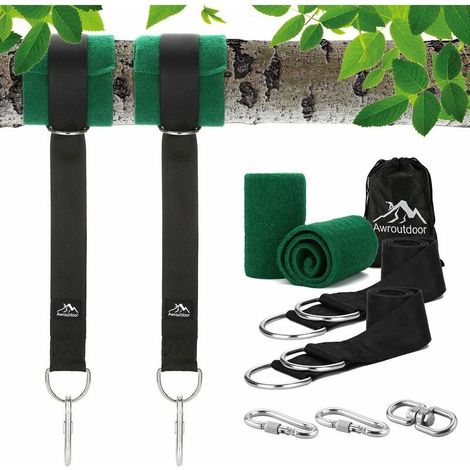 Hamac Ultra Résistant aux Sangles Lourde Suspension 150CM avec D-Ring - Deux Crochets Mousquetons - Charge Max 500KG, Cordes d'Attache pour Balancoire de Jardin,Hamac (1/5)