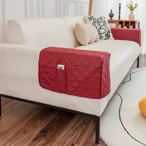 Housse de protection pour accoudoir de canapé, avec sac de rangement, sac de rangement épais pour gants d'accoudoir de canapé, bordeaux (1/5)