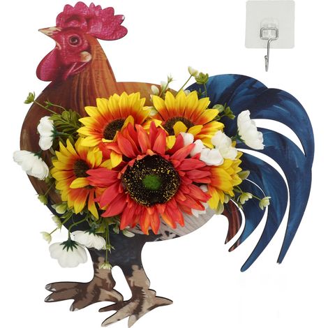 Rustikaler Türkranz im Landhausstil mit künstlichen Sonnenblumen, Wanddekoration im Landhausstil zum Unabhängigkeitstag (1/5)