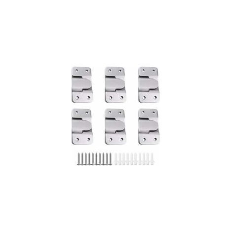 6 Paires [12 pack] Support de Montage Dissimulé Embarqué Interverrouillage Pendaison Boucle Quincaillerie Murale en Acier Inoxydable pour Accrocher la Photo Miroir Cadre Dosseret Meubles (1/5)