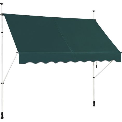 Tenda da sole retrattile manuale 200 x 300 cm con altezza regolabile e manovella design moderno in alluminio verde 200010428