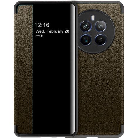 Funda tipo libro para Realme 12 Pro 5G / 12 Pro+ 5G, vista lateral, color marrón. (1/2)
