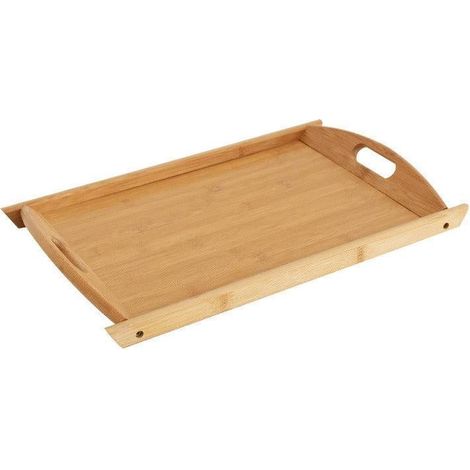 Plateau rectangulaire en bambou pour le service du thé, des en-cas et autres gourmandises, 38 x 26 x 3 cm (1/5)