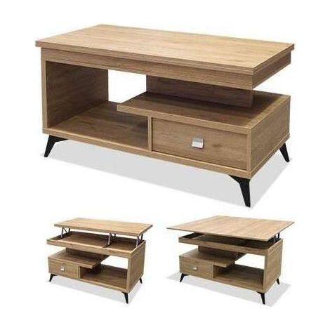 Mesa centro convertible en mesa de comedor acabado salermo, 64cm(alto) 113cm(ancho) 58/116cm(largo) (1/2)