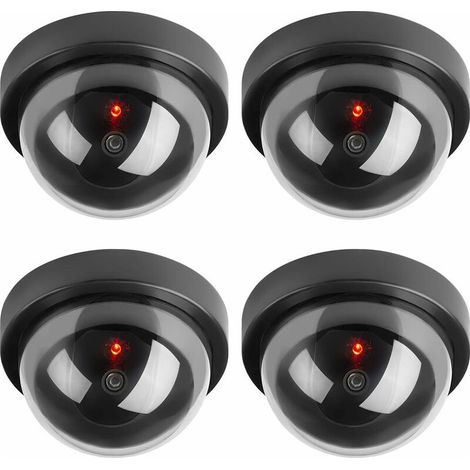 [French Days]Caméras factices, Fausse de Sécurité Caméra Dôme CCTV avec LED Clignotant Lumière pour Les Entreprises Magasins Accueil, Usage Intérieur Extérieur (4 Pack) (1/5)