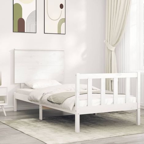 Bed Frame without Mattress White 100x200 cm Solid Wood Pine vidaXL (1/5)