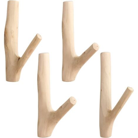 CCYKXAA Natural Wood Hooks, 4 Pieces, Wooden Hooks, Cylinder Wall-Mounted Coat Hooks, Decorative Hooks, Wooden Coat Racks for Hanging Coats, Hats, Bags, and Towels