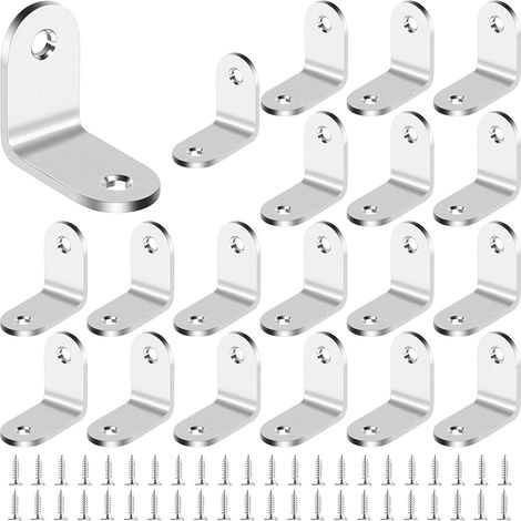 Équerre de Fixation,20 pièces Equerre de Fixation en acier inoxydable,Support d'Angle Droit,Équerre Angle,Equerre Métal en L à 90 degrés,pour relier ou fixer des meubles (Argent, 3030 mm) (1/5)