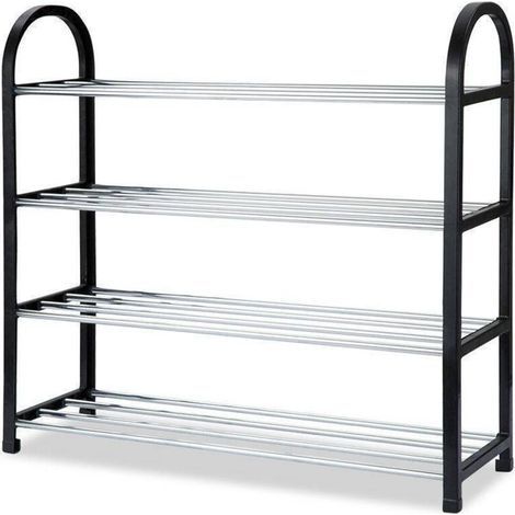 Rangement chaussure, étagère à chaussure de la tour de rangement du Cabinet Organisateur En Plastique Aluminium Métal DIY Maison Chaussures Étagère pour Hall Entrée (4 niveaux) (1/5)