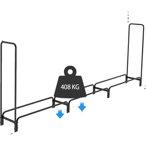 Leñero, longitud ajustable, construcción robusta, negro, 3,65 m (12 pies) (1/2)